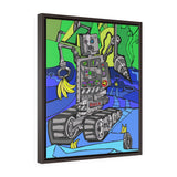 Robot Banana Driller - Framed Canvas Print
